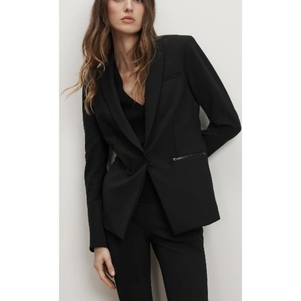 VERONICA BEARD Scuba Blazer Dickey Jacket Black Women Size 4
